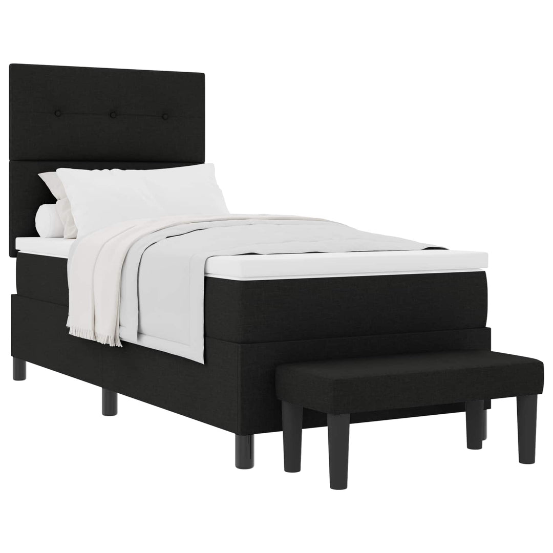 Box spring seng med hovedgærde Sort 90 x 190 cm Stof