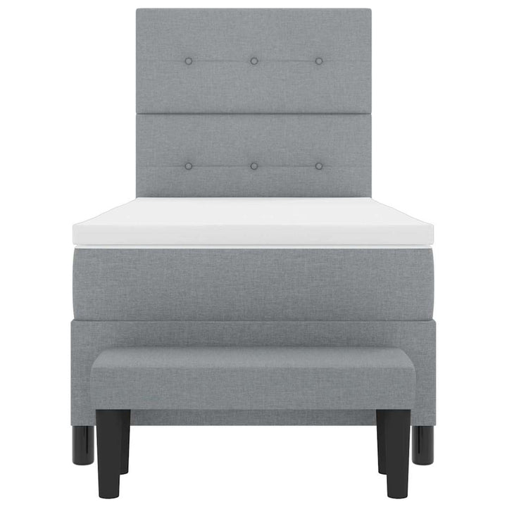 Box spring seng med hovedgærde Lysegrå 90 x 200 cm Stof
