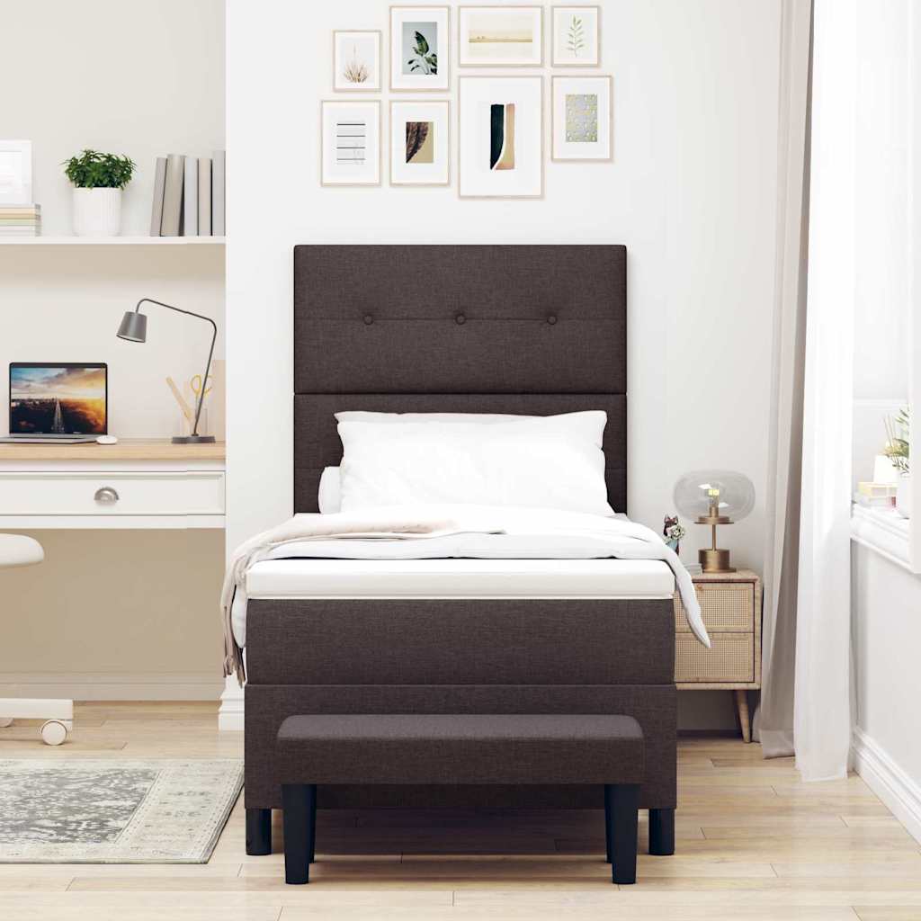 Box spring seng med hovedgærde Mørk Brun 90 x 200 cm Stof