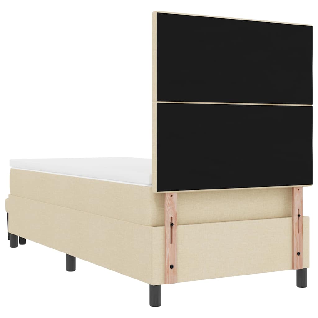 Box spring seng med hovedgærde Creme 90 x 200 cm Stof