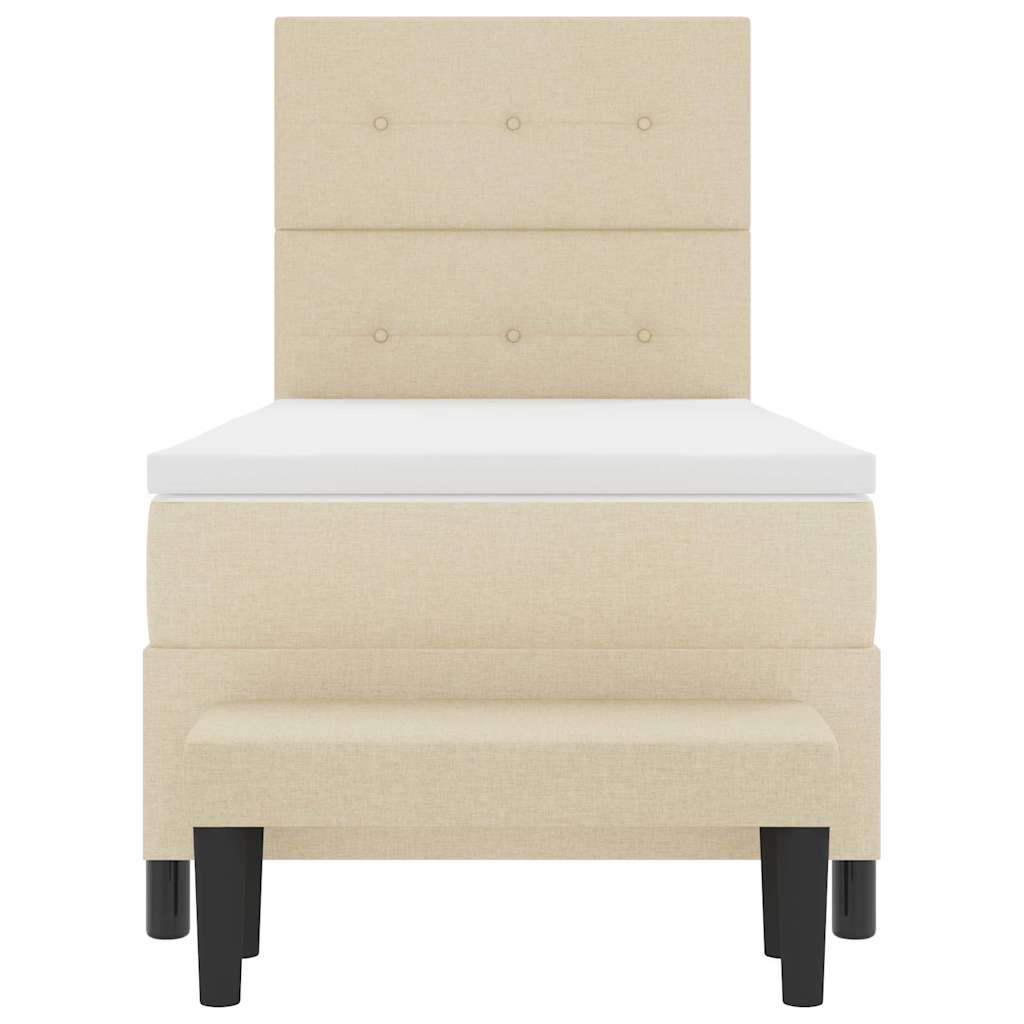 Box spring seng med hovedgærde Creme 90 x 200 cm Stof