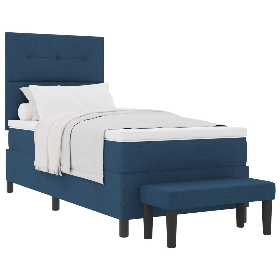 Box spring seng med hovedgærde Blå 90 x 200 cm Stof