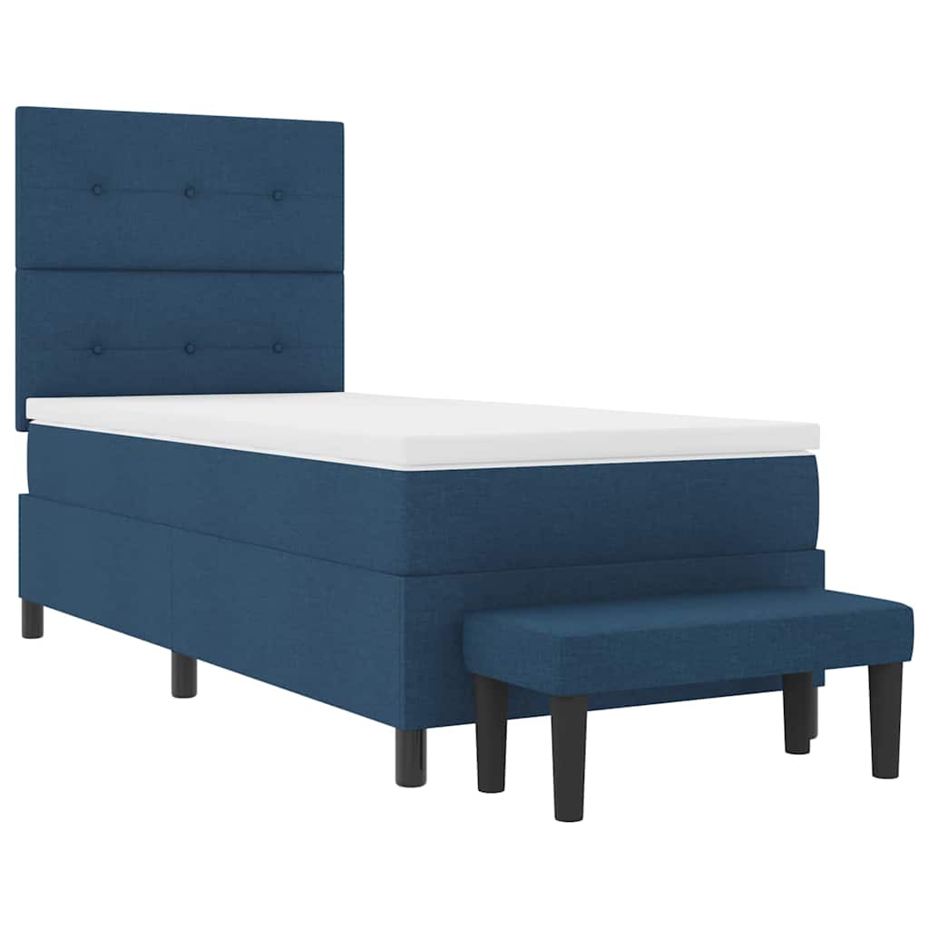 Box spring seng med hovedgærde Blå 90 x 200 cm Stof
