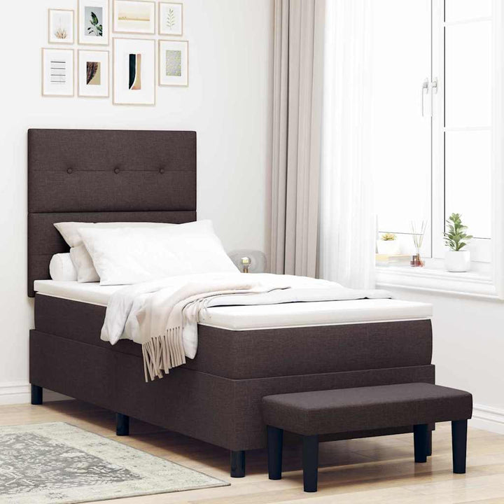 Box spring seng med hovedgærde Mørk Brun 100 x 200 cm Stof