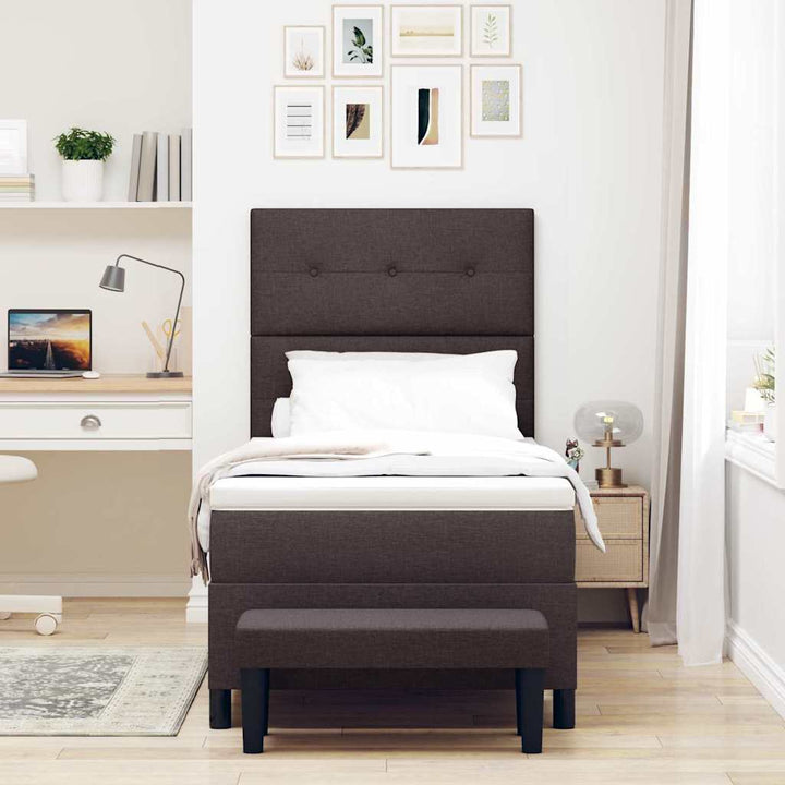 Box spring seng med hovedgærde Mørk Brun 100 x 200 cm Stof