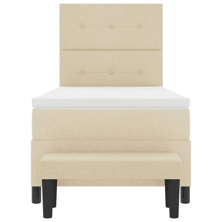 Box spring seng med hovedgærde Creme 100 x 200 cm Stof