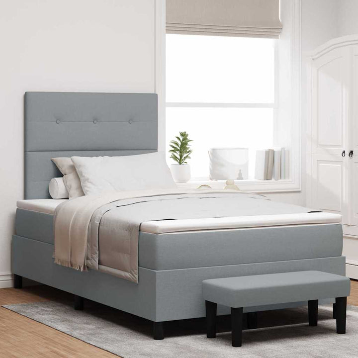 Box spring seng med hovedgærde Lysegrå 120 x 190 cm Stof
