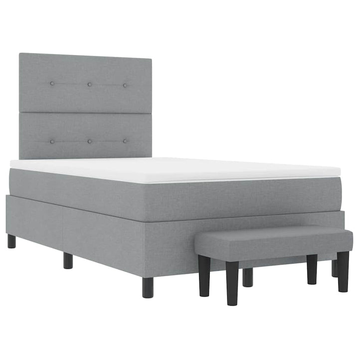 Box spring seng med hovedgærde Lysegrå 120 x 190 cm Stof