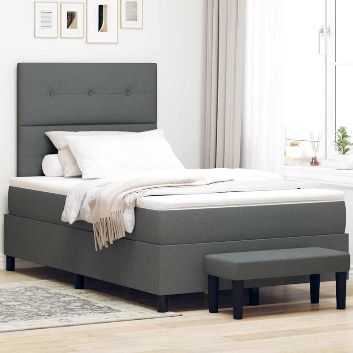 Box spring seng med hovedgærde Mørkegrå 120 x 190 cm Stof