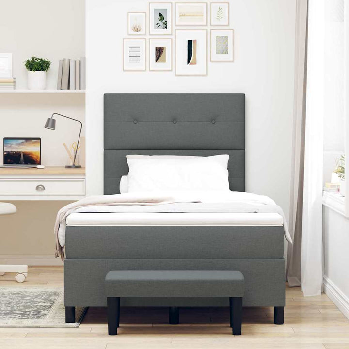 Box spring seng med hovedgærde Mørkegrå 120 x 190 cm Stof