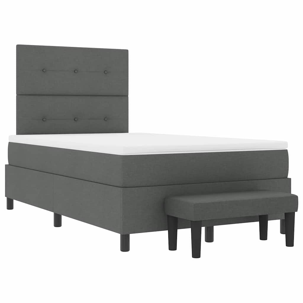 Box spring seng med hovedgærde Mørkegrå 120 x 190 cm Stof