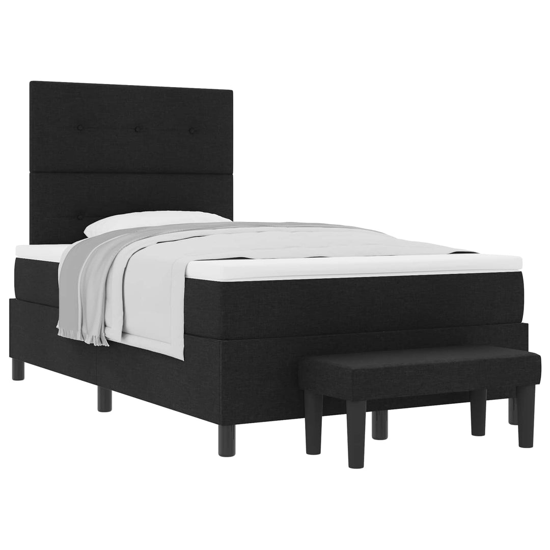 Box spring seng med pude med hovedgærde Sort 120 x 190 cm Stof