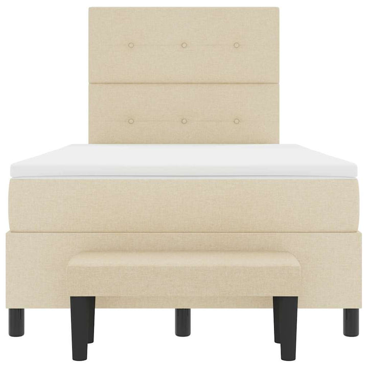 Box spring seng med hovedgærde Creme 120 x 190 cm Stof