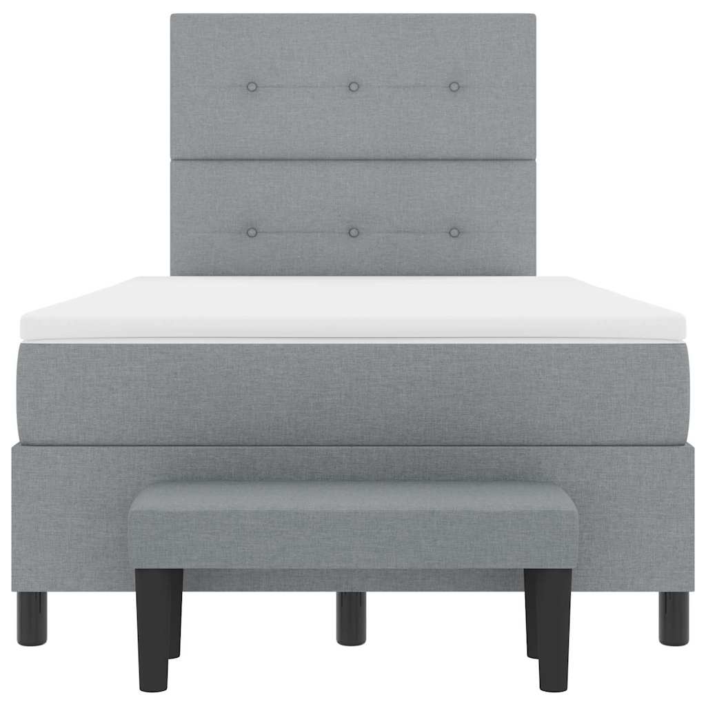 Box spring seng med hovedgærde Lysegrå 120 x 200 cm Stof