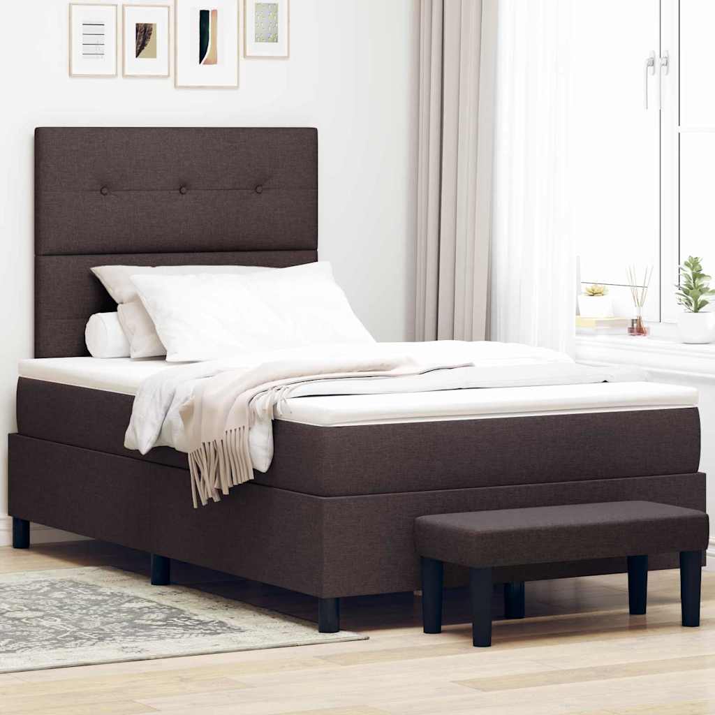 Box spring seng med pude Mørk Brun 120 x 200 cm Stof