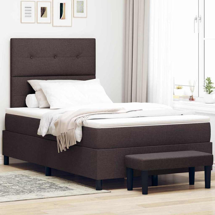 Box spring seng med pude Mørk Brun 120 x 200 cm Stof