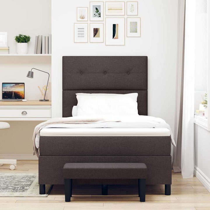 Box spring seng med pude Mørk Brun 120 x 200 cm Stof