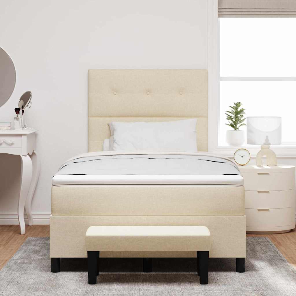 Box spring seng med madras Creme 120 x 200 cm Stof