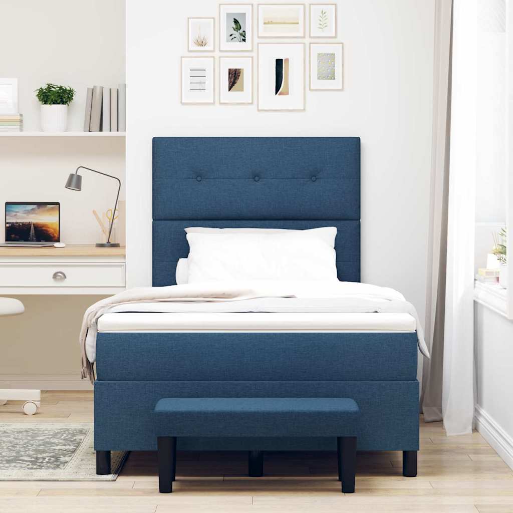 Box spring seng med madras med hovedgærde Blå 120 x 200 cm Stof