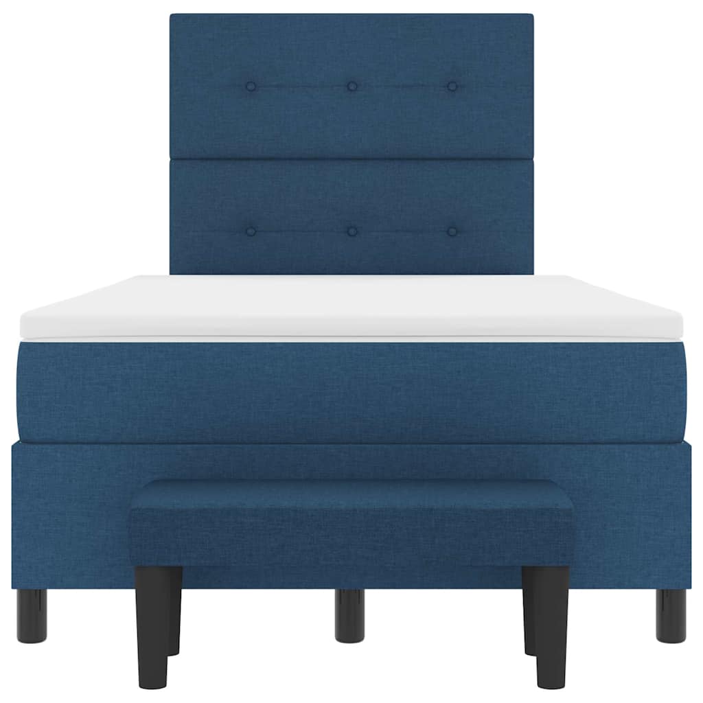 Box spring seng med madras med hovedgærde Blå 120 x 200 cm Stof
