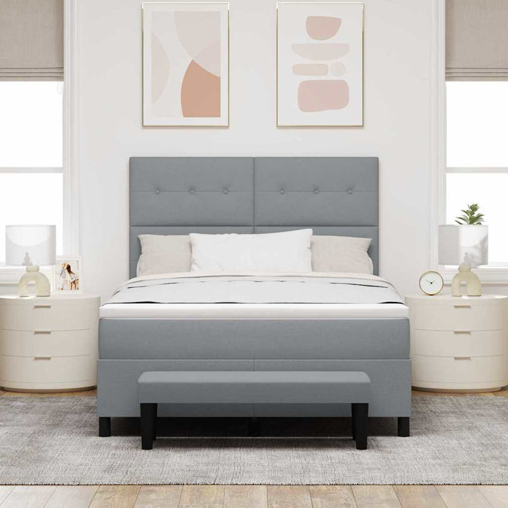 Box spring seng med madras Lysegrå 140 x 190 cm Stof