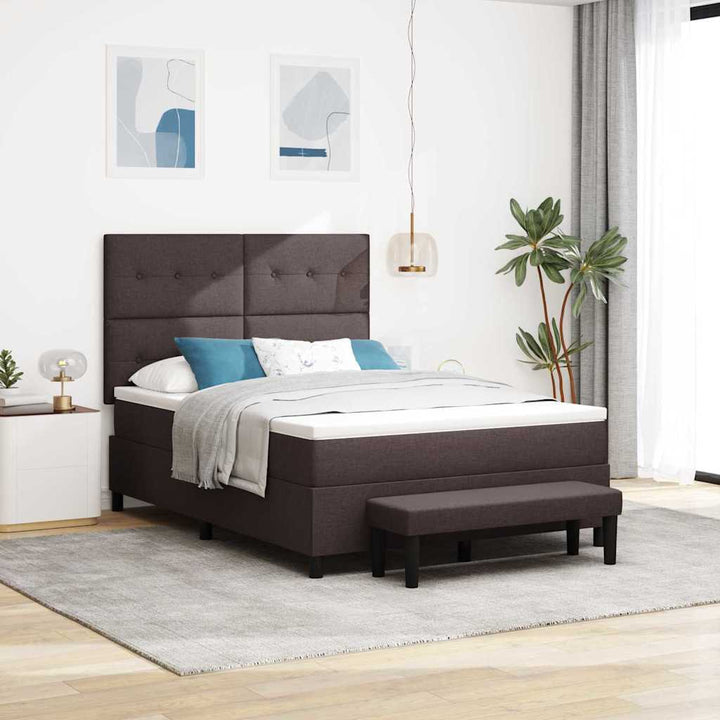 Box spring seng med hovedgærde Mørk Brun 140 x 190 cm Stof