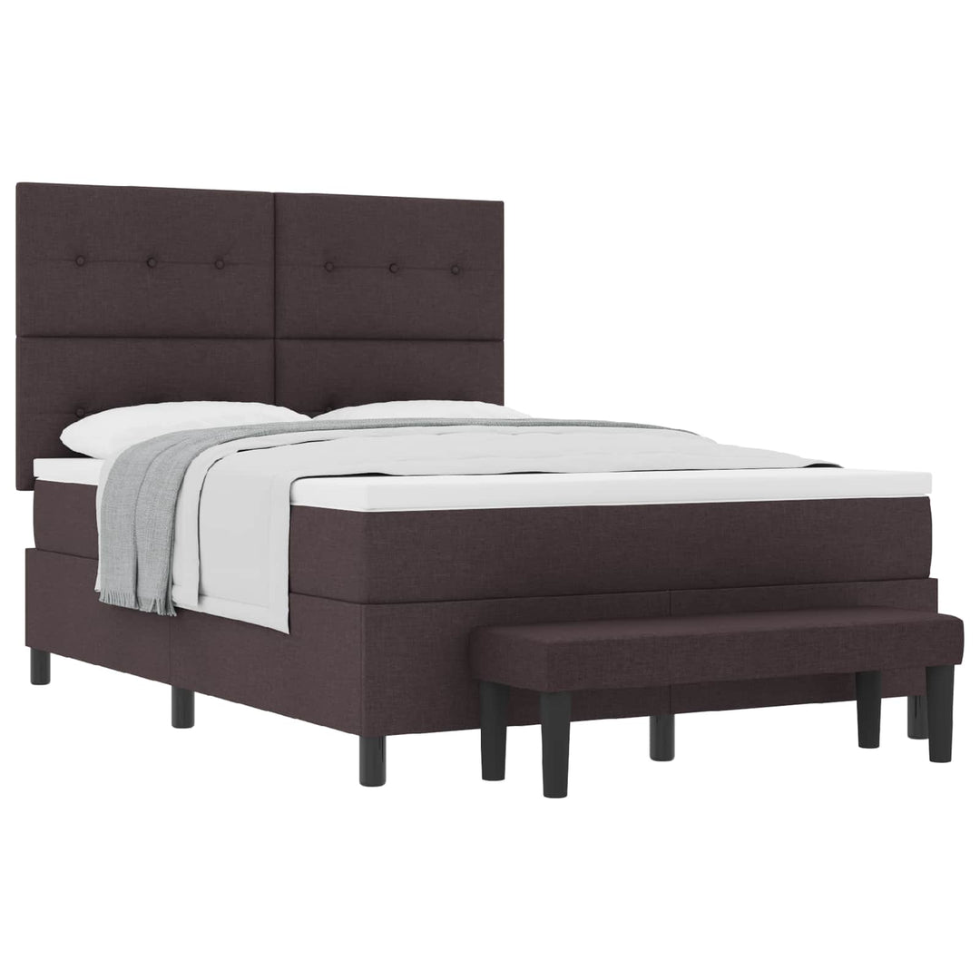 Box spring seng med hovedgærde Mørk Brun 140 x 190 cm Stof