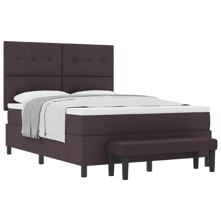 Box spring seng med hovedgærde Mørk Brun 140 x 190 cm Stof