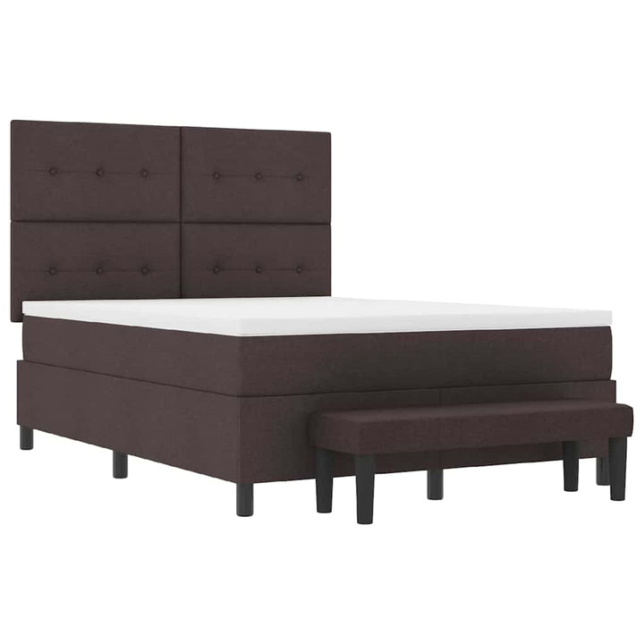 Box spring seng med hovedgærde Mørk Brun 140 x 190 cm Stof