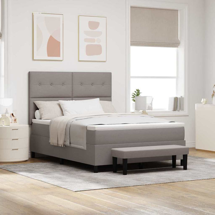 Box spring seng med hovedgærde Gråbrun 140 x 190 cm Stof