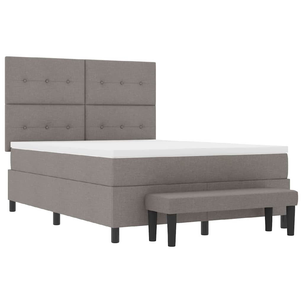 Box spring seng med hovedgærde Gråbrun 140 x 190 cm Stof