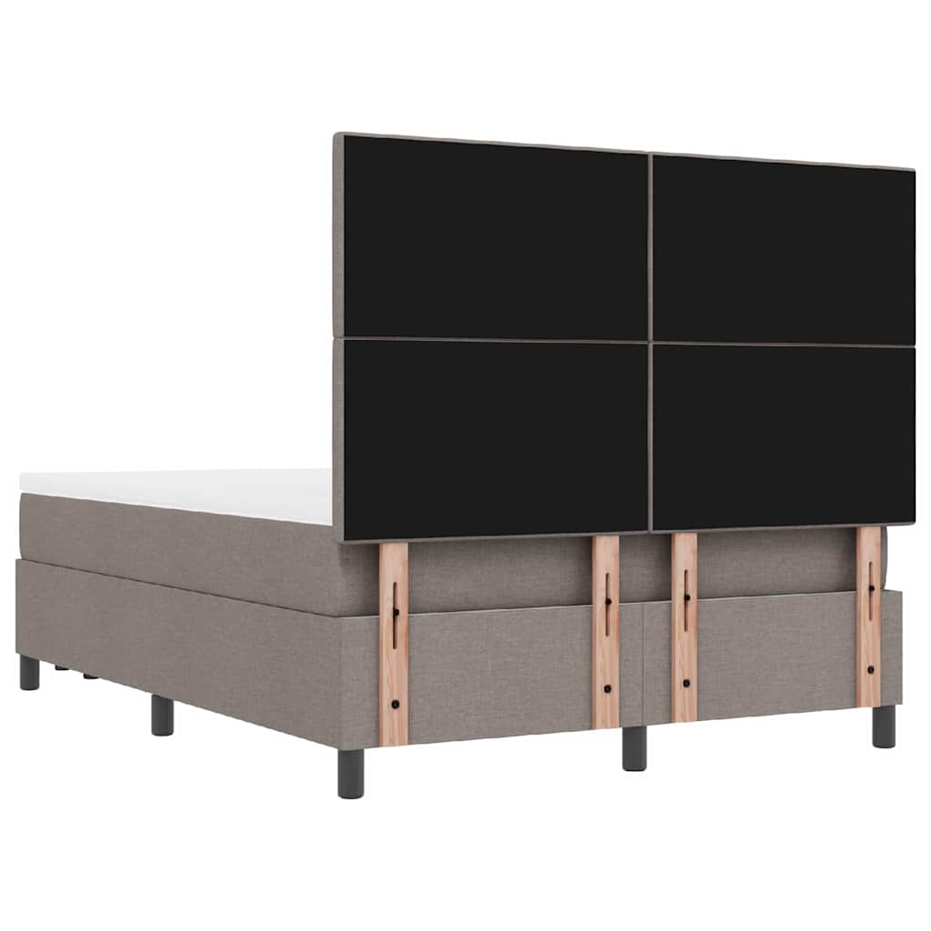 Box spring seng med hovedgærde Gråbrun 140 x 190 cm Stof