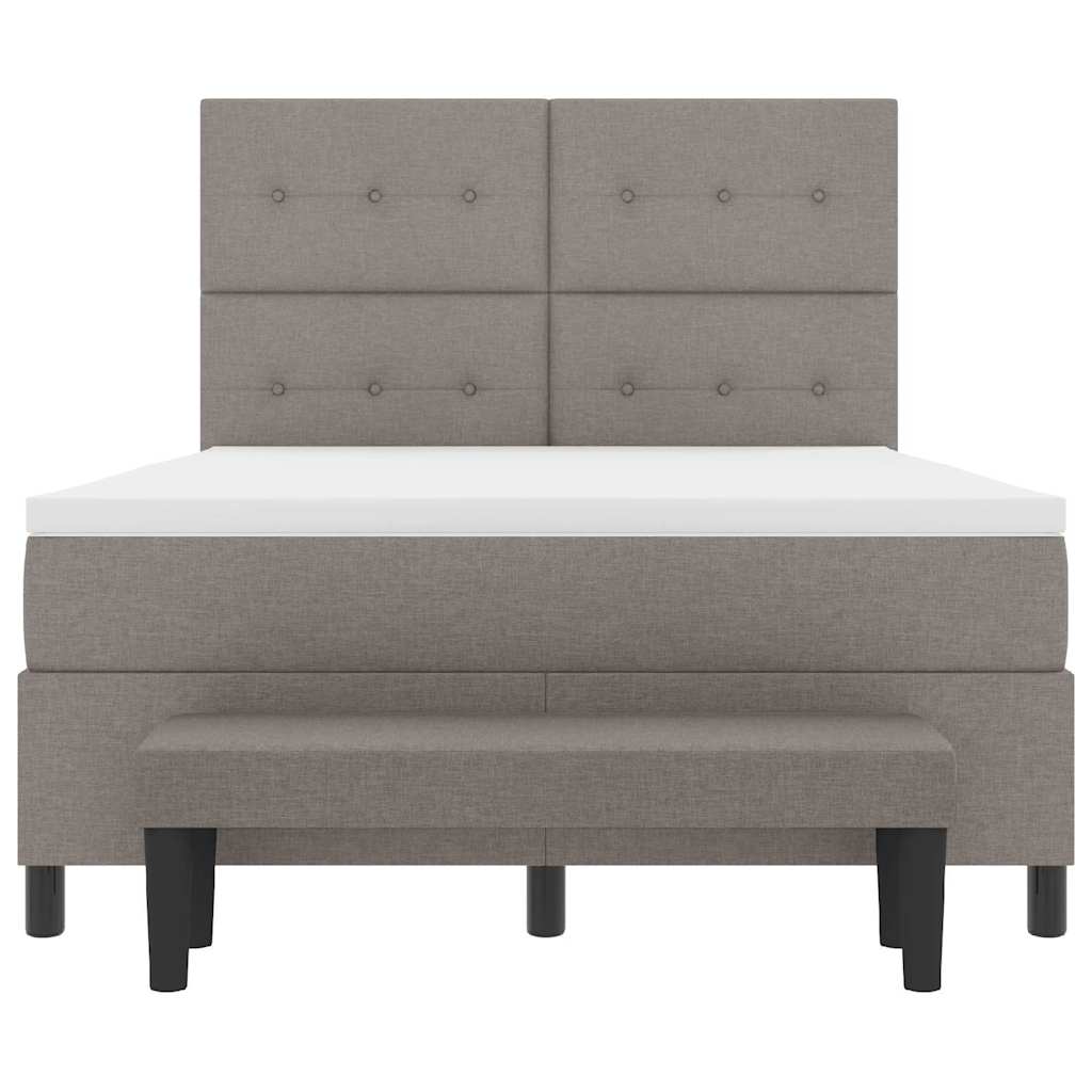 Box spring seng med hovedgærde Gråbrun 140 x 190 cm Stof