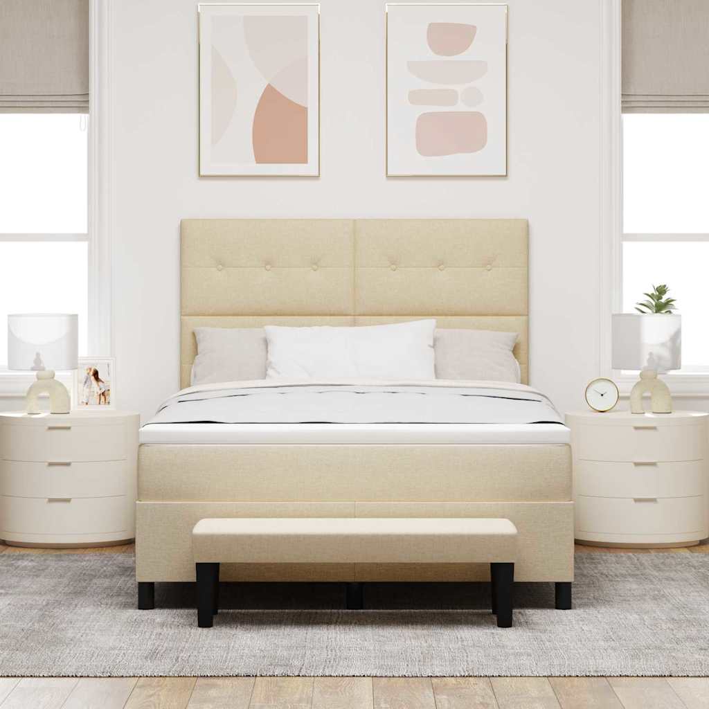 Box spring seng med hovedgærde Creme 140 x 190 cm Stof