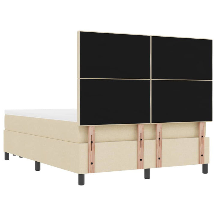 Box spring seng med hovedgærde Creme 140 x 190 cm Stof