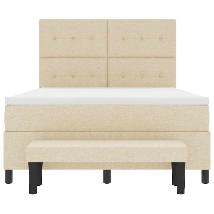 Box spring seng med hovedgærde Creme 140 x 190 cm Stof