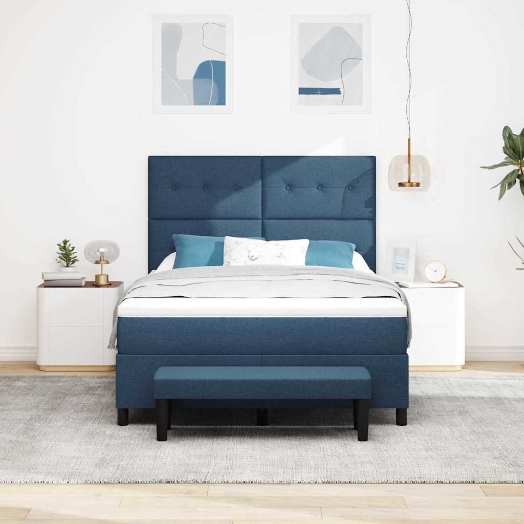 Box spring seng med hovedgærde Blå 140 x 190 cm Stof