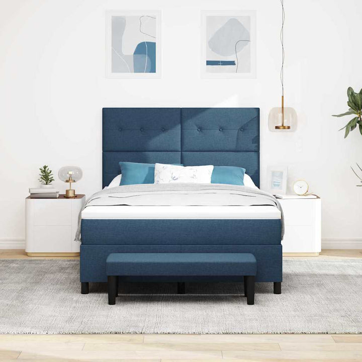 Box spring seng med hovedgærde Blå 140 x 190 cm Stof