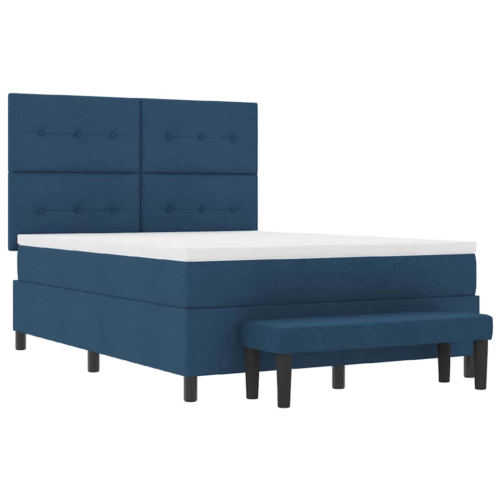Box spring seng med hovedgærde Blå 140 x 190 cm Stof