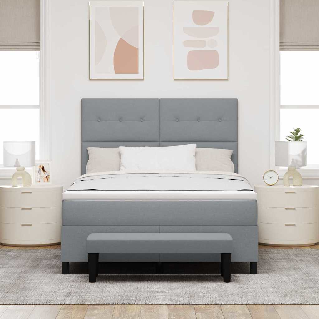 Box spring seng med hovedgærde Lysegrå 140 x 200 cm Stof