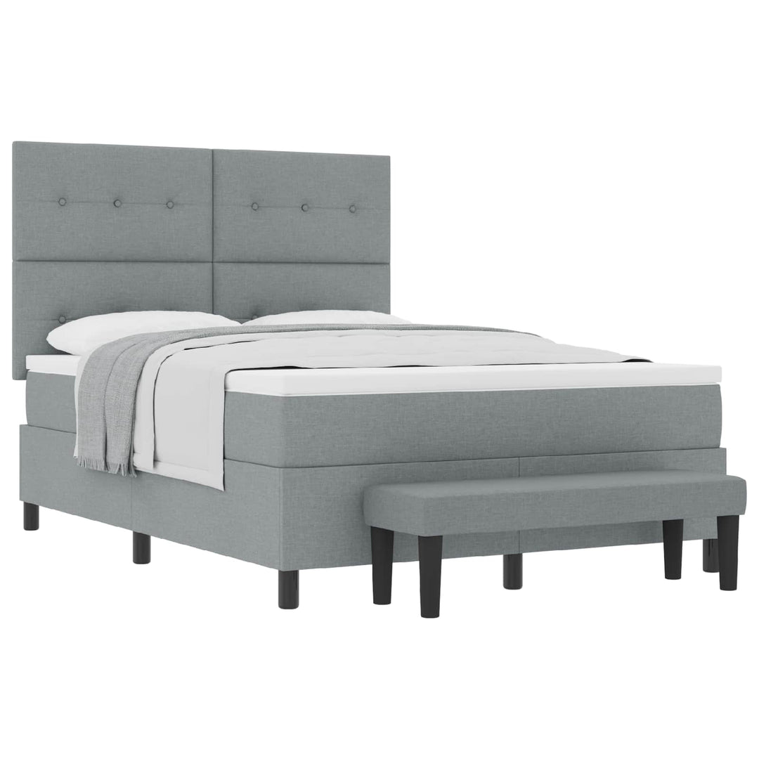 Box spring seng med hovedgærde Lysegrå 140 x 200 cm Stof