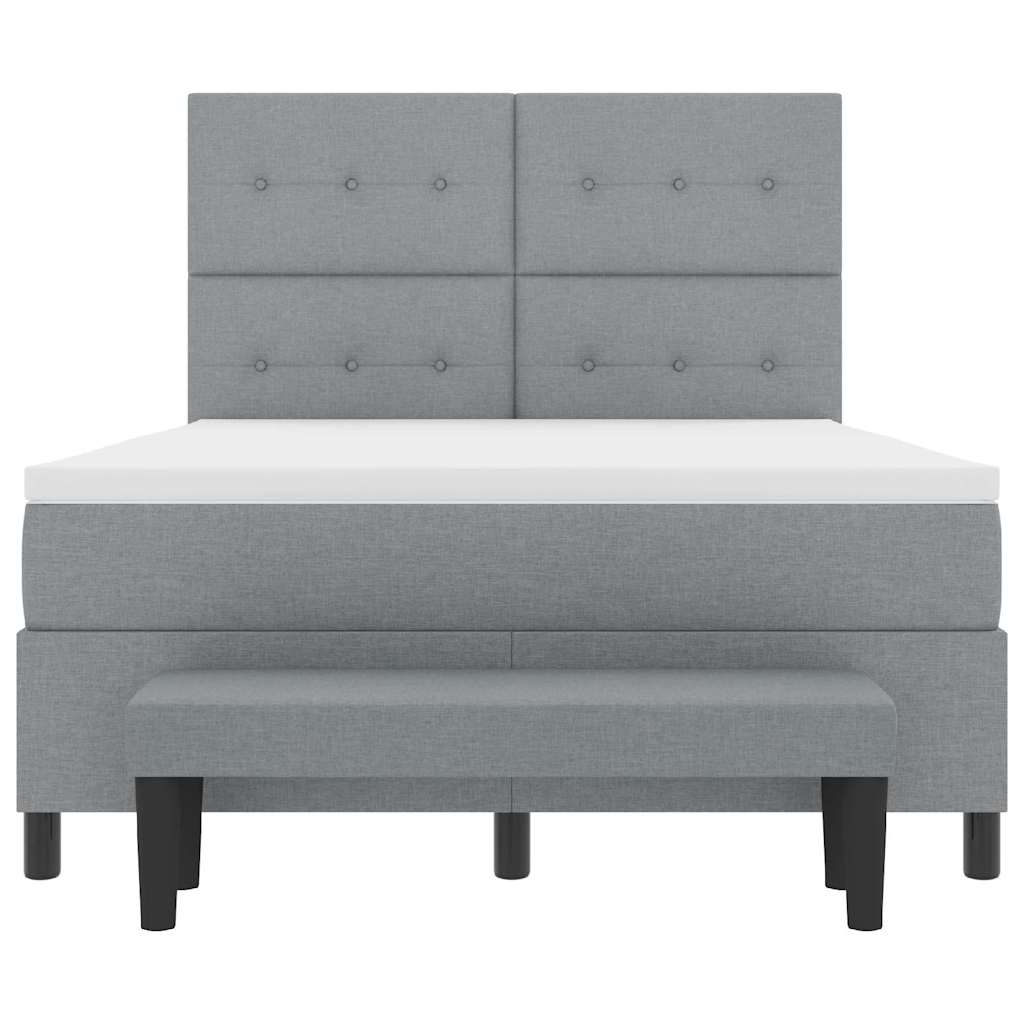 Box spring seng med hovedgærde Lysegrå 140 x 200 cm Stof