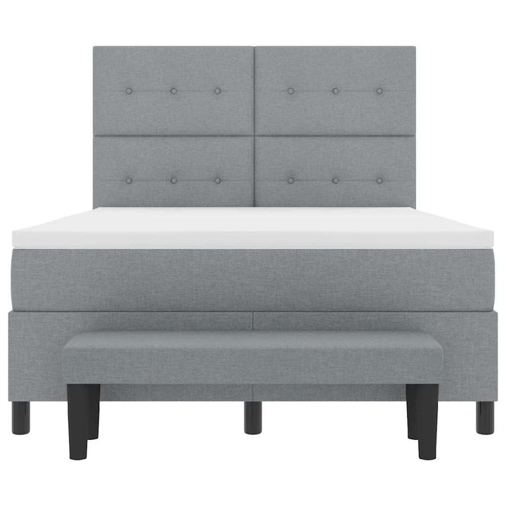 Box spring seng med hovedgærde Lysegrå 140 x 200 cm Stof