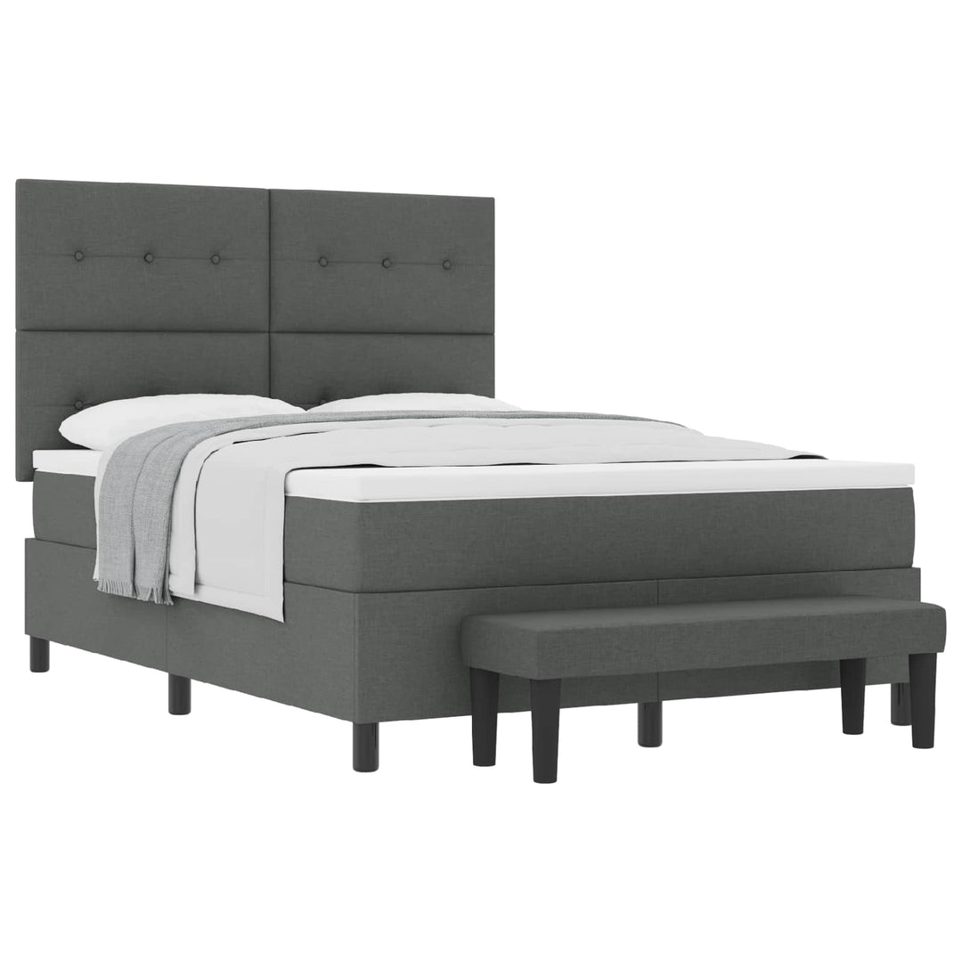 Box spring seng med pude Mørkegrå 140 x 200 cm Stof