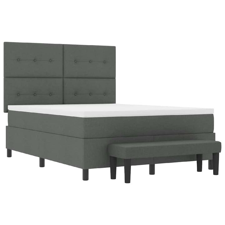 Box spring seng med pude Mørkegrå 140 x 200 cm Stof