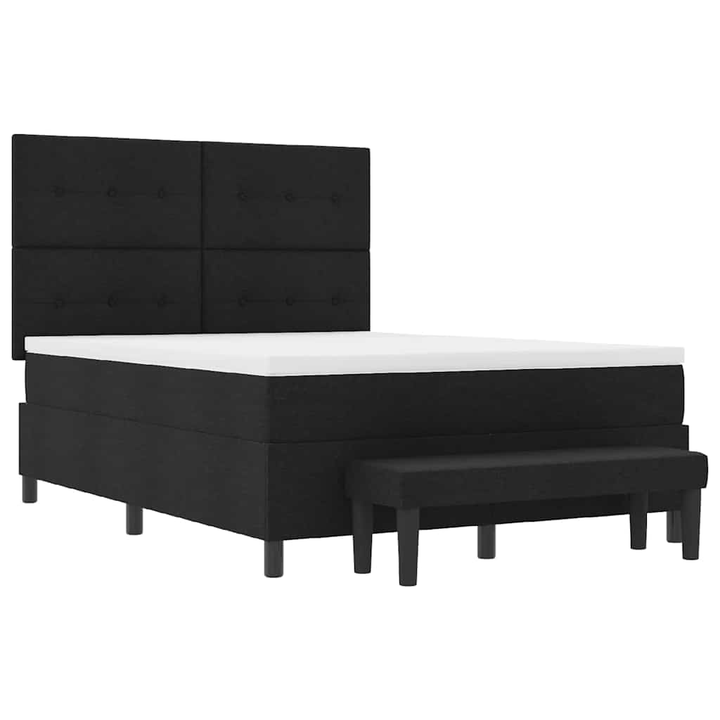 Box spring seng med hovedgærde Sort 140 x 200 cm Stof