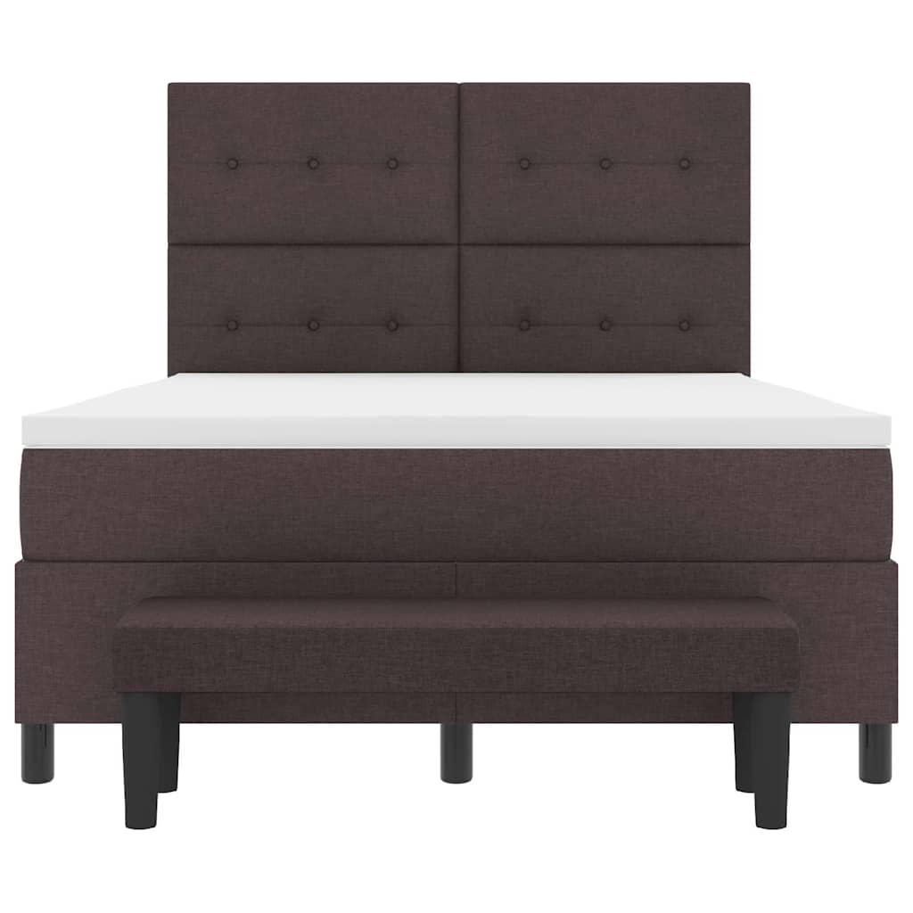 Box spring seng med hovedgærde Mørk Brun 140 x 200 cm Stof