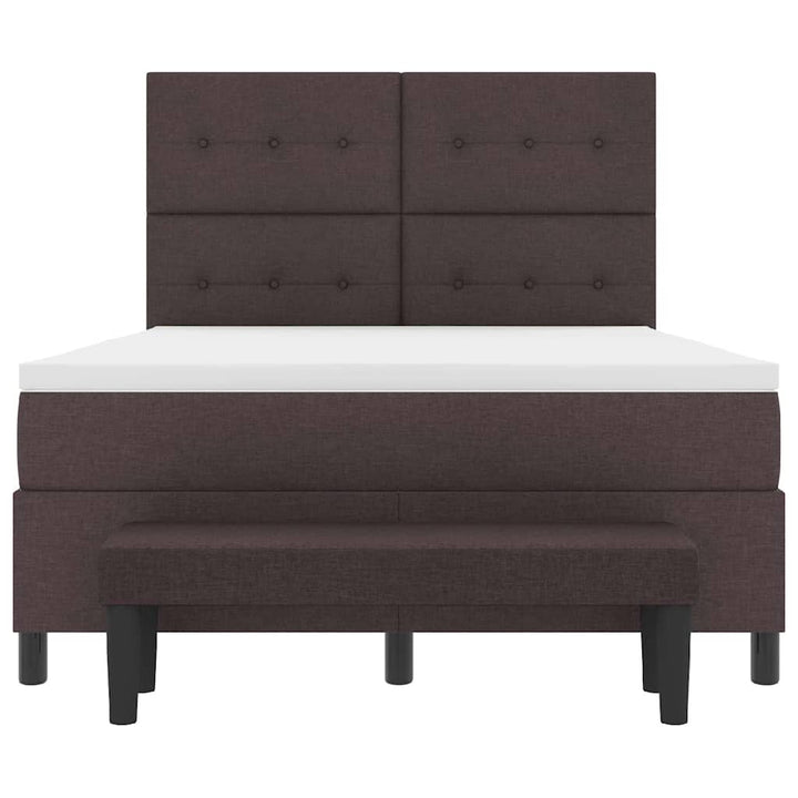 Box spring seng med hovedgærde Mørk Brun 140 x 200 cm Stof