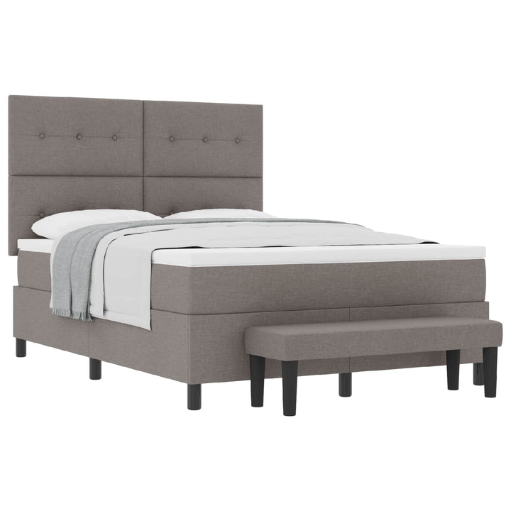 Box spring seng med hovedgærde Gråbrun 140 x 200 cm Stof