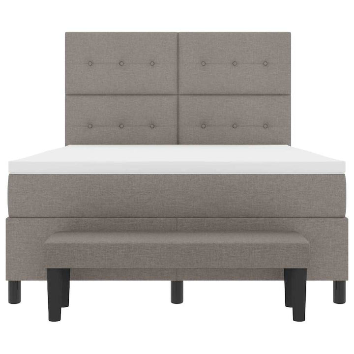 Box spring seng med hovedgærde Gråbrun 140 x 200 cm Stof